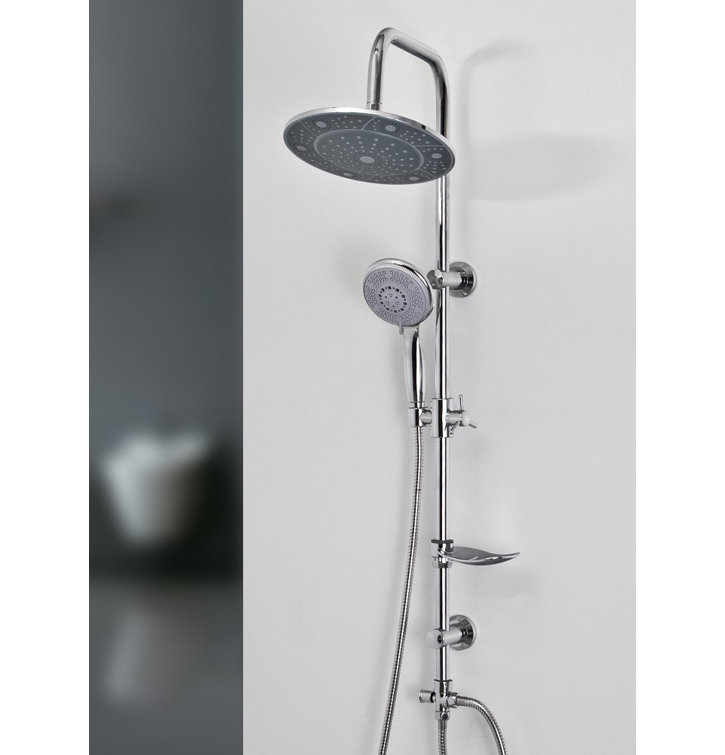 Invena Exposed Mixer Shower with Handheld Shower Head and Fixed Shower